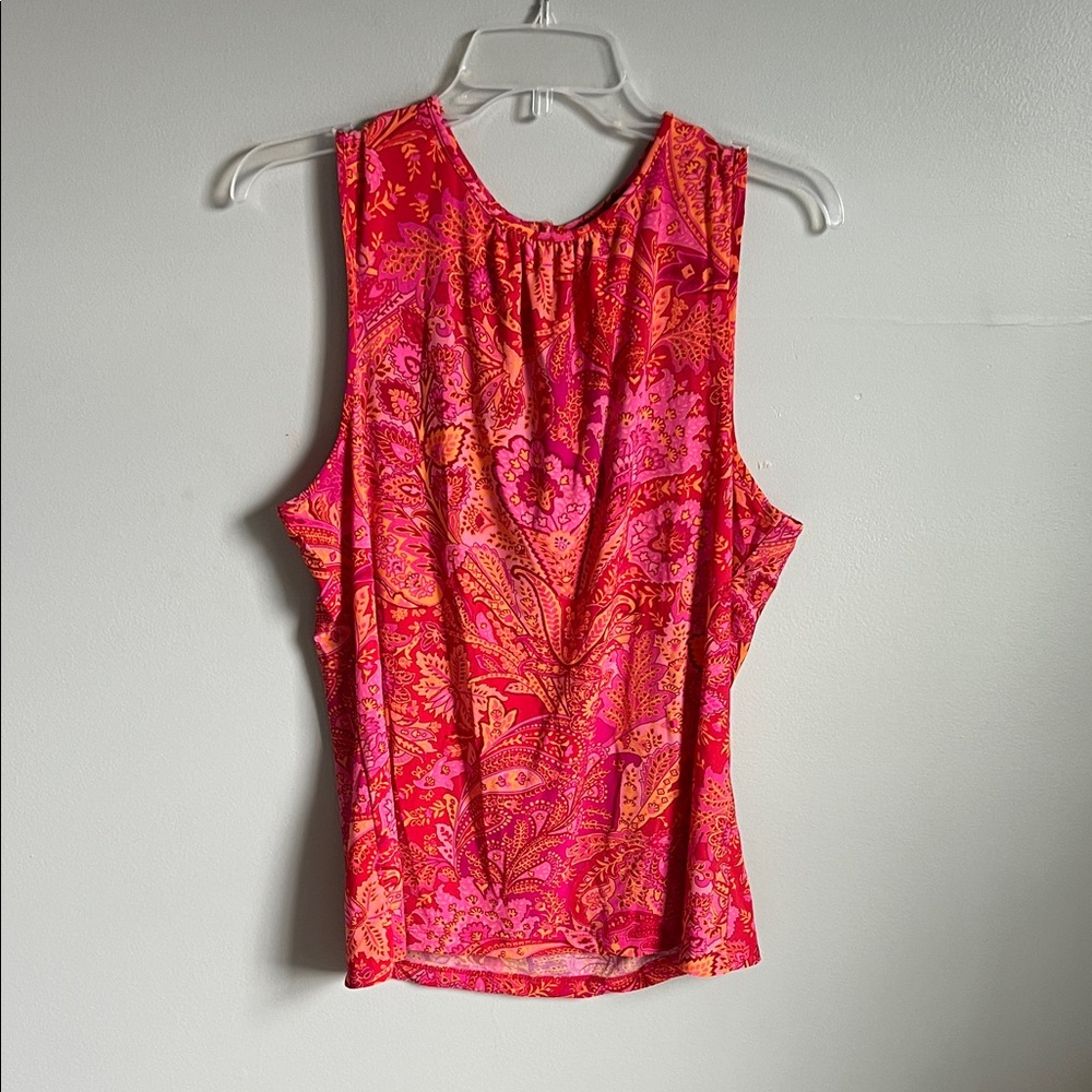 Chaps Vibrant Red and Pink Paisley Blouse